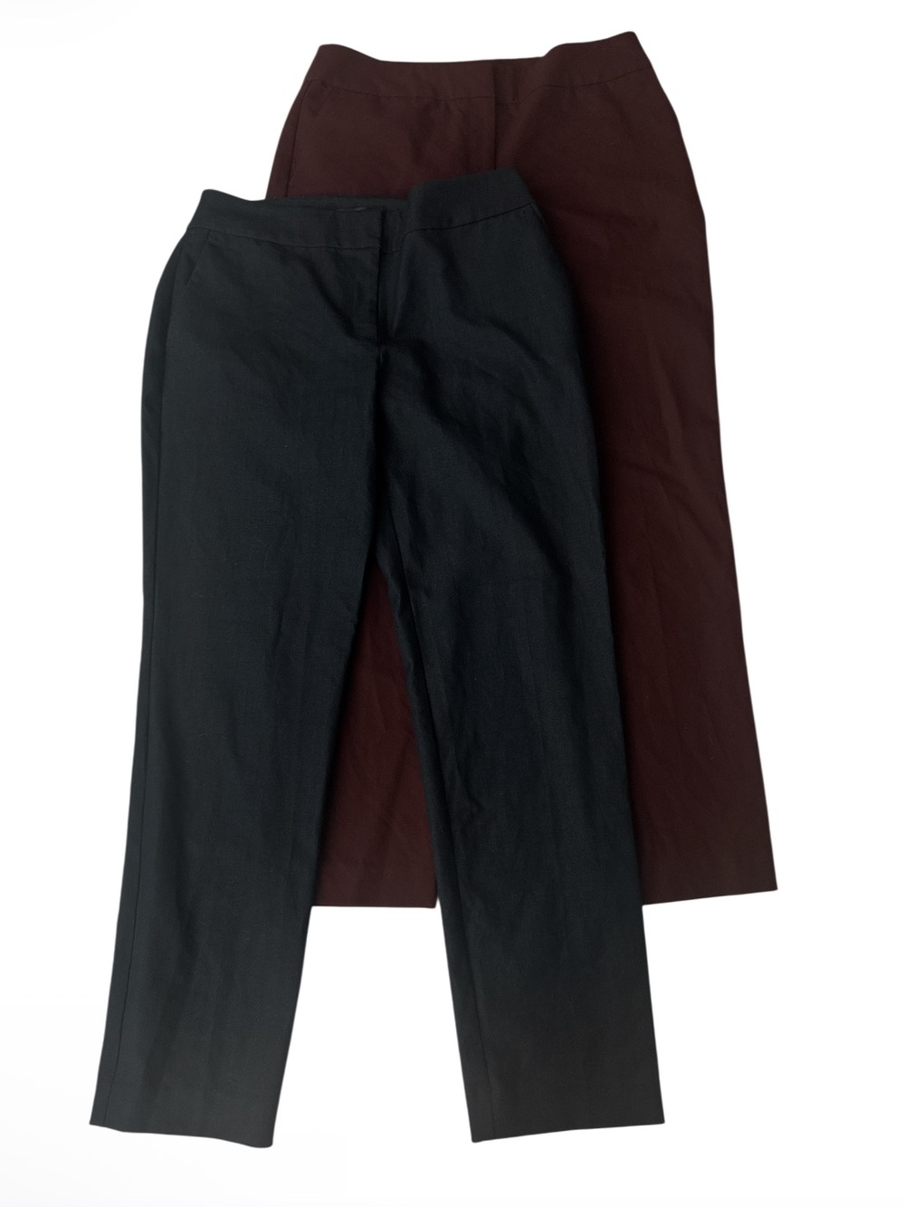 Ann Taylor Straight-Leg Pants Duo Lot Navy Blue & Maroon Purple - Size 6
